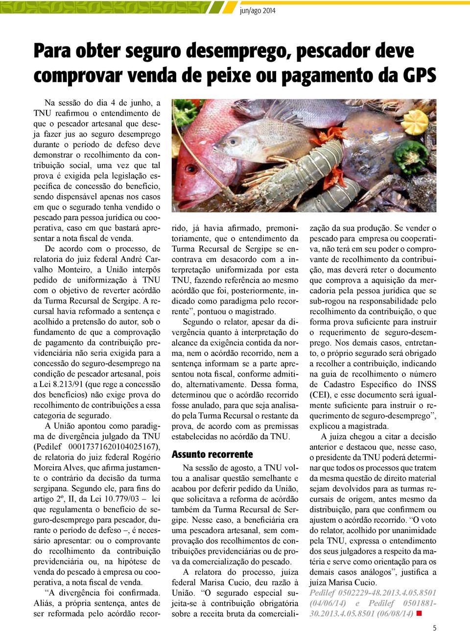 benefício, sendo dispensável apenas nos casos em que o segurado tenha vendido o pescado para pessoa jurídica ou cooperativa, caso em que bastará apresentar a nota fiscal de venda.