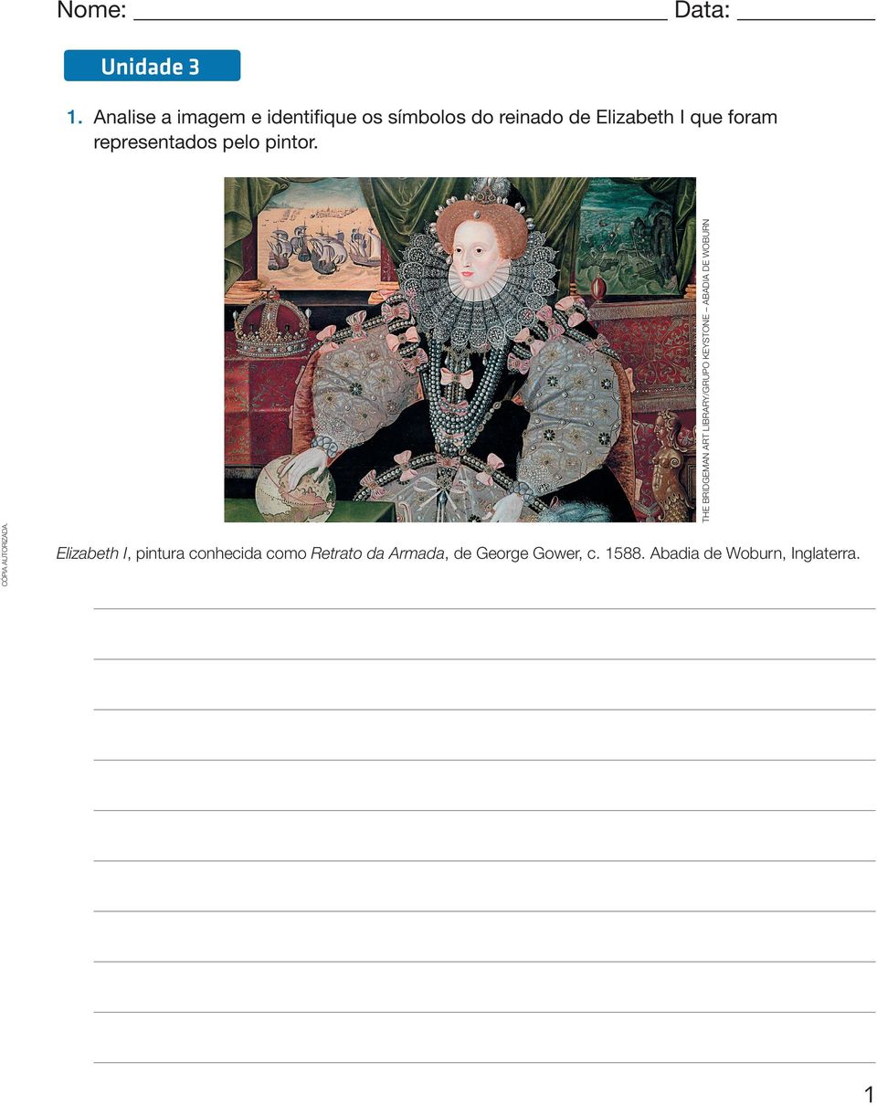 Analise a imagem e identifique os símbolos do reinado de Elizabeth I que