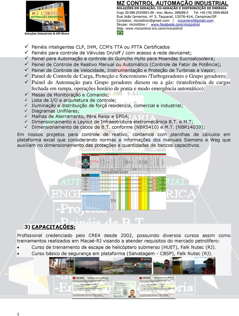 Controle de Carga, Proteção e Sincronismo /Turbogeradores e Grupo geradores; Painel de Automação para Grupo geradores diesem ou a gás: (transferência de cargas fechada em rampa, operações horário de