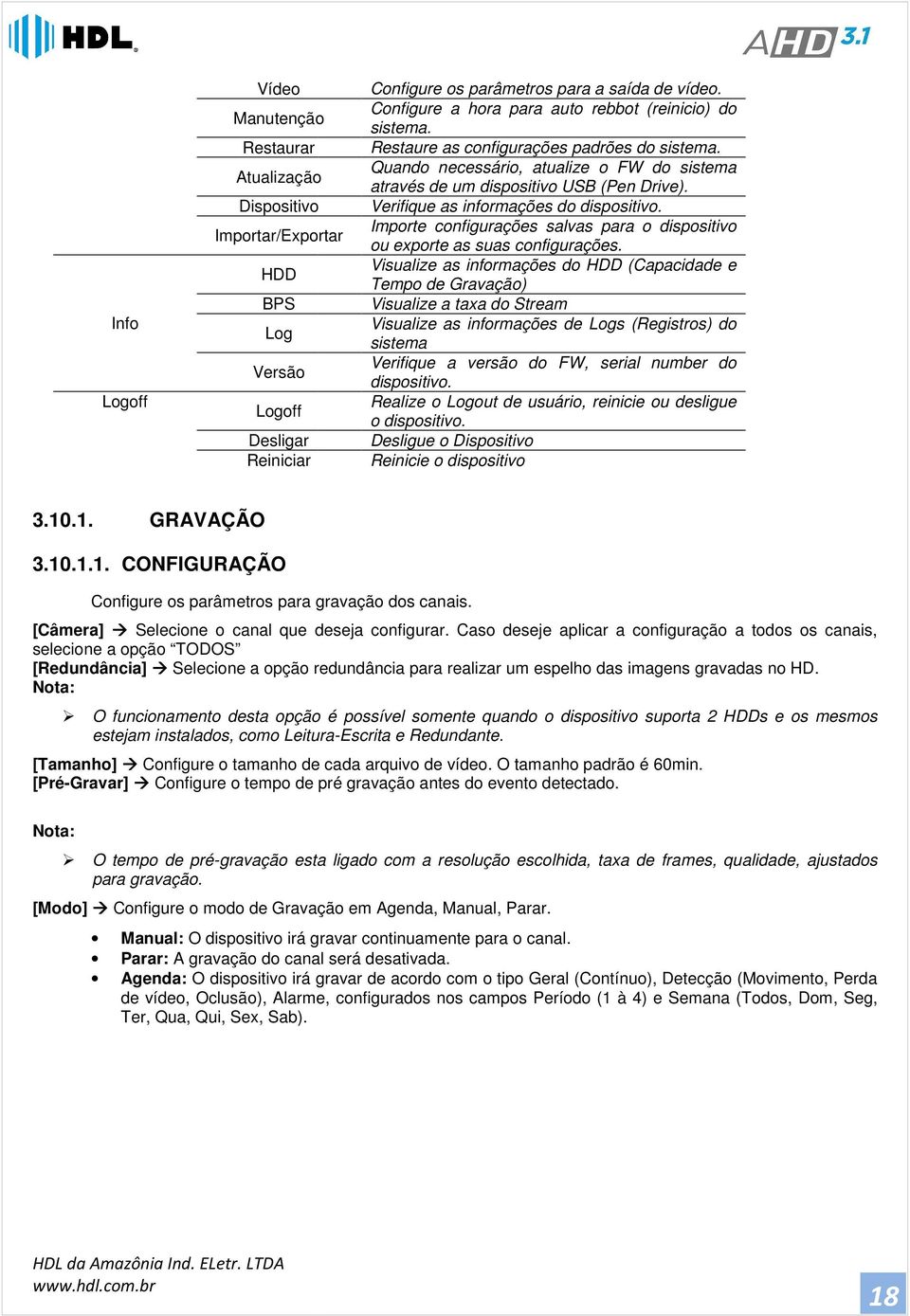 Verifique as informações do dispositivo. Importe configurações salvas para o dispositivo ou exporte as suas configurações.