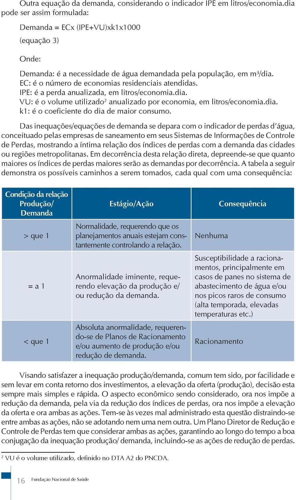 IPE: é a perda anualizada, em litros/economia.dia. VU: é o volume utilizado 2 anualizado por economia, em litros/economia.dia. k1: é o coeficiente do dia de maior consumo.