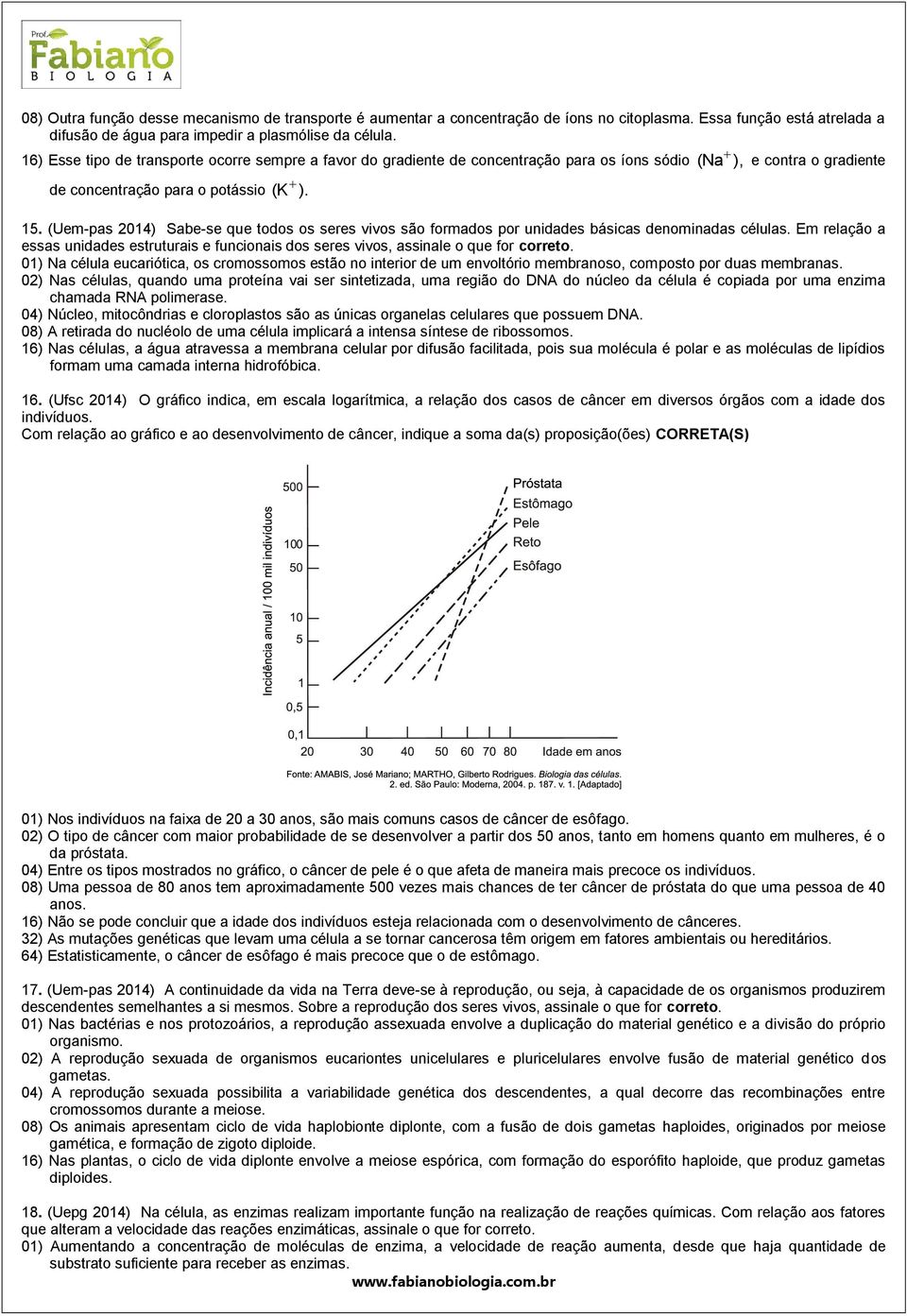 (Uem-pas 2014) Sabe-se que todos os seres vivos são formados por unidades básicas denominadas células. Em relação a essas unidades estruturais e funcionais dos seres vivos, assinale o que for correto.