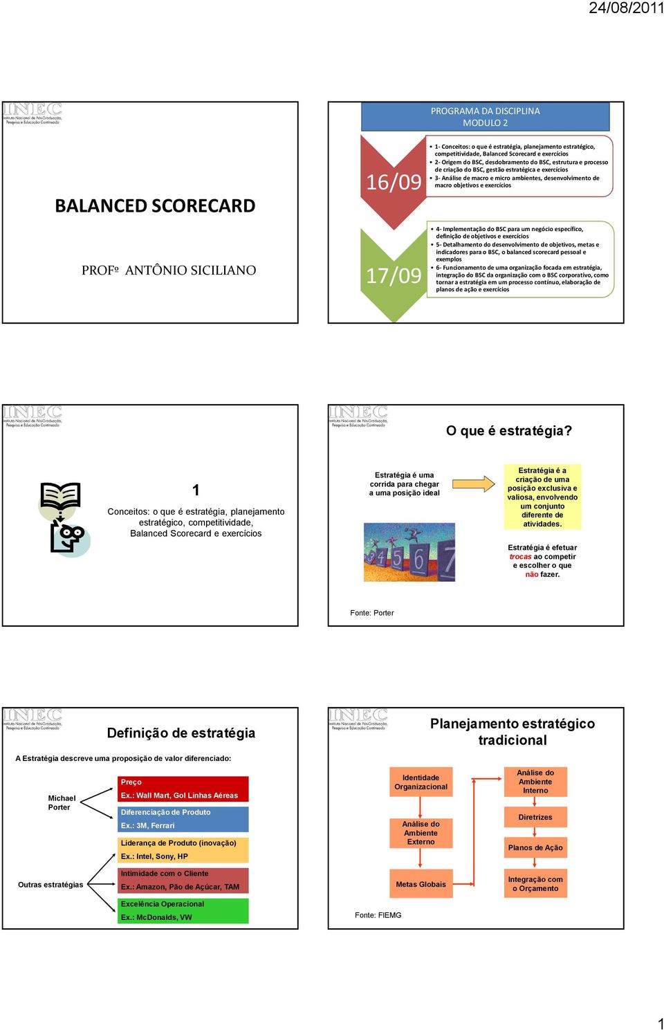 4-Implementação do BSC para um negócio específico, definição de objetivos e exercícios 5-Detalhamento do desenvolvimento de objetivos, metas e indicadores para o BSC, o balancedscorecardpessoal e