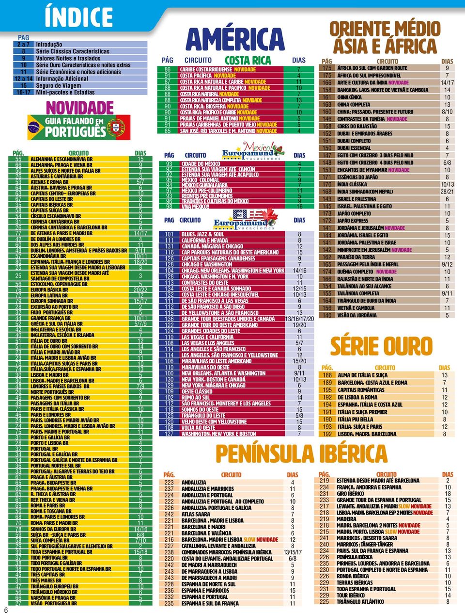 26 Astúrias e Cantábria br 3 53 Atenas e Roma br 5/7 64 Áustria, Baviera e Praga br 6 63 Capitais Centro Europeias br 10 67 CAPITAIS DO LESTE br 8 35 Capitais Ibéricas br 6 58 Capitais Suíças br 5 54