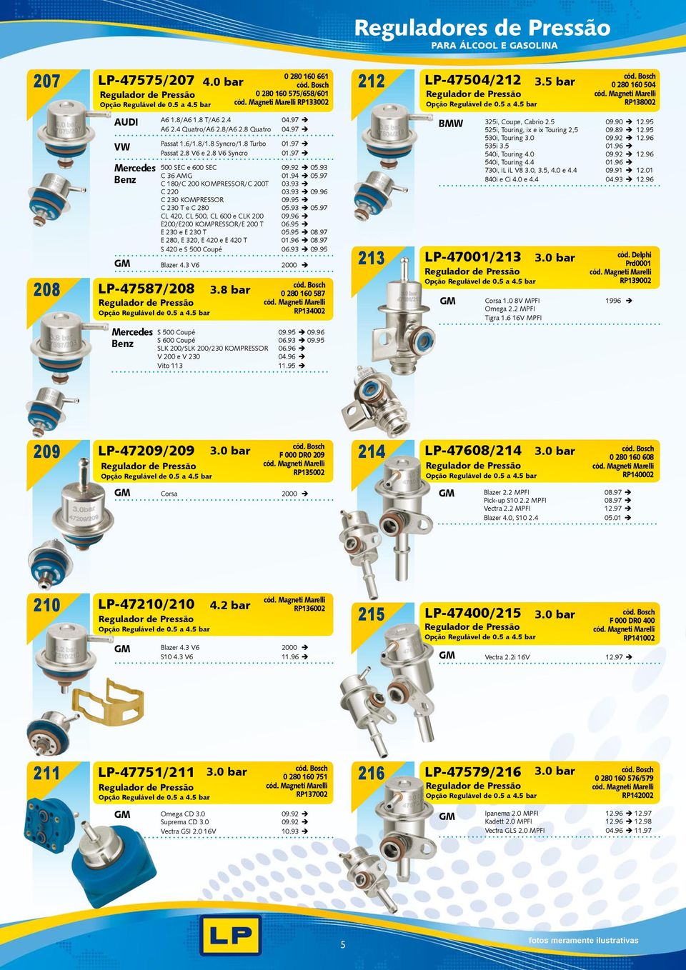 97 CL 420, CL 500, CL 600 e CLK 200 09.96 E200/E200 KOMPRESSOR/E 200 T 06.95 E 230 e E 230 T 05.95 08.97 E 280, E 320, E 420 e E 420 T 01.96 08.97 S 420 e S 500 Coupé 06.93 09.95 Blazer 4.3 V6 4.