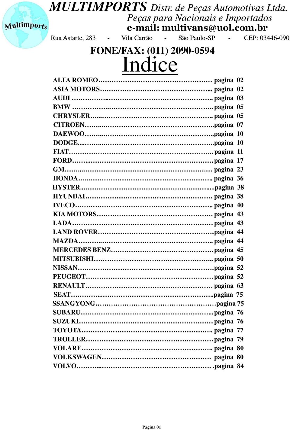 pagina 43 LADA pagina 43 LAND ROVER.pagina 44 MAZDA.... pagina 44 MERCEDES BENZ.pagina 45 MITSUBISHI... pagina 50 NISSAN.