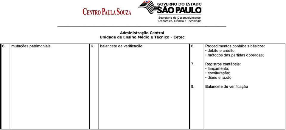 Procedimentos contábeis básicos: débito e crédito; métodos das