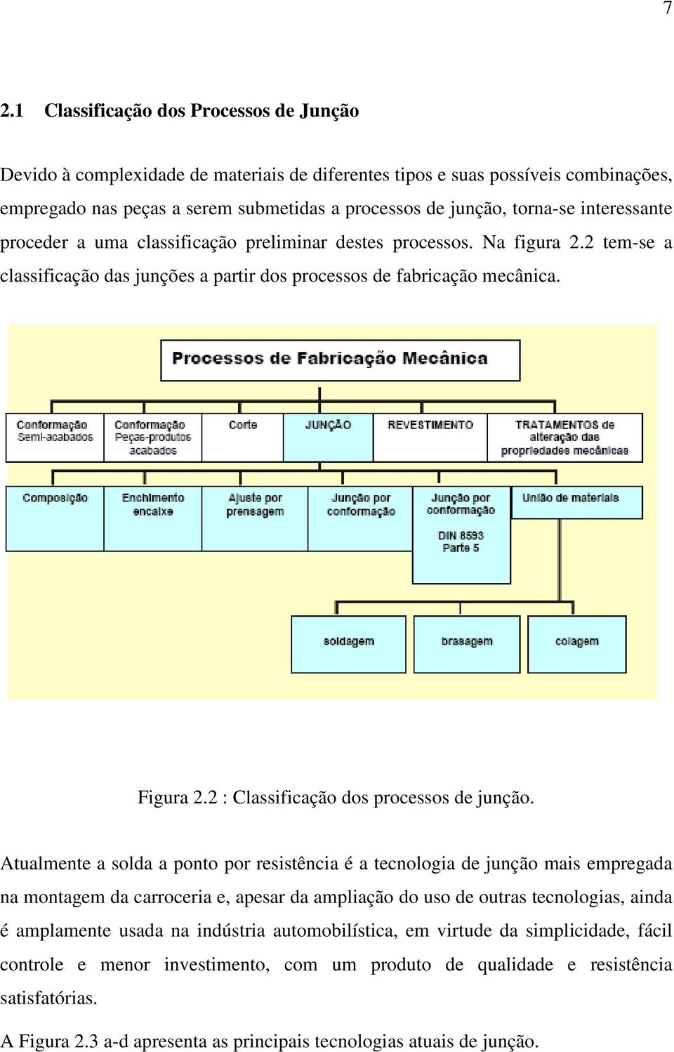 2 : Classificação dos processos de junção.