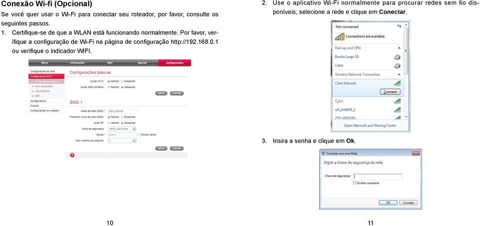 Por favor, verifique a configuração de Wi-Fi na página de configuração http://192.168.0.