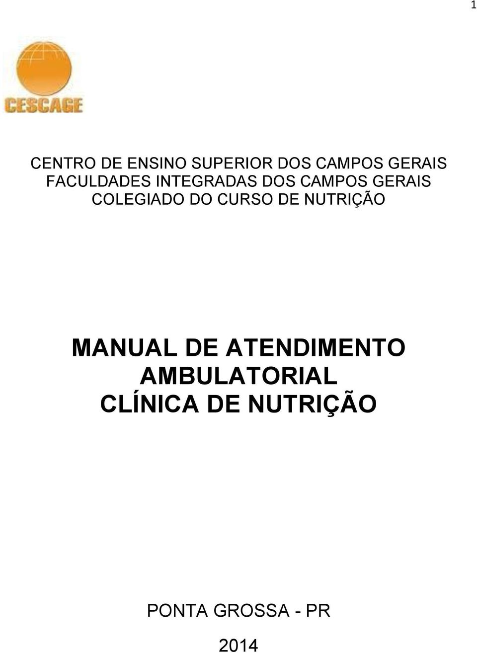 COLEGIADO DO CURSO DE NUTRIÇÃO MANUAL DE