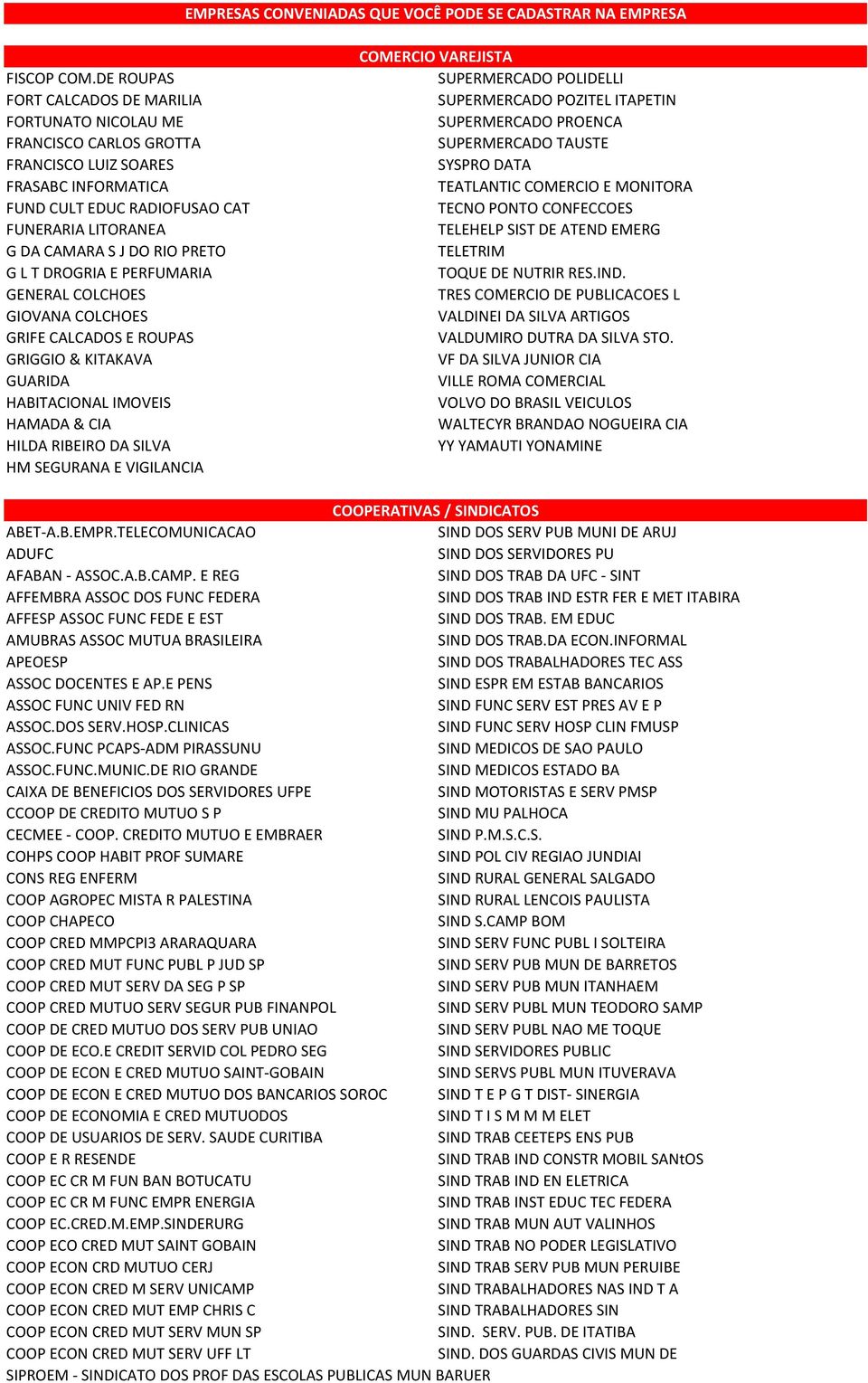 PRETO G L T DROGRIA E PERFUMARIA GENERAL COLCHOES GIOVANA COLCHOES GRIFE CALCADOS E ROUPAS GRIGGIO & KITAKAVA GUARIDA HABITACIONAL IMOVEIS HAMADA & CIA HILDA RIBEIRO DA SILVA HM SEGURANA E VIGILANCIA