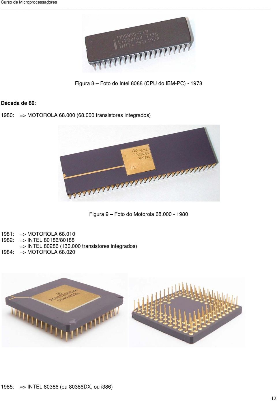 000-1980 1981: => MOTOROLA 68.010 1982: => INTEL 80186/80188 => INTEL 80286 (130.