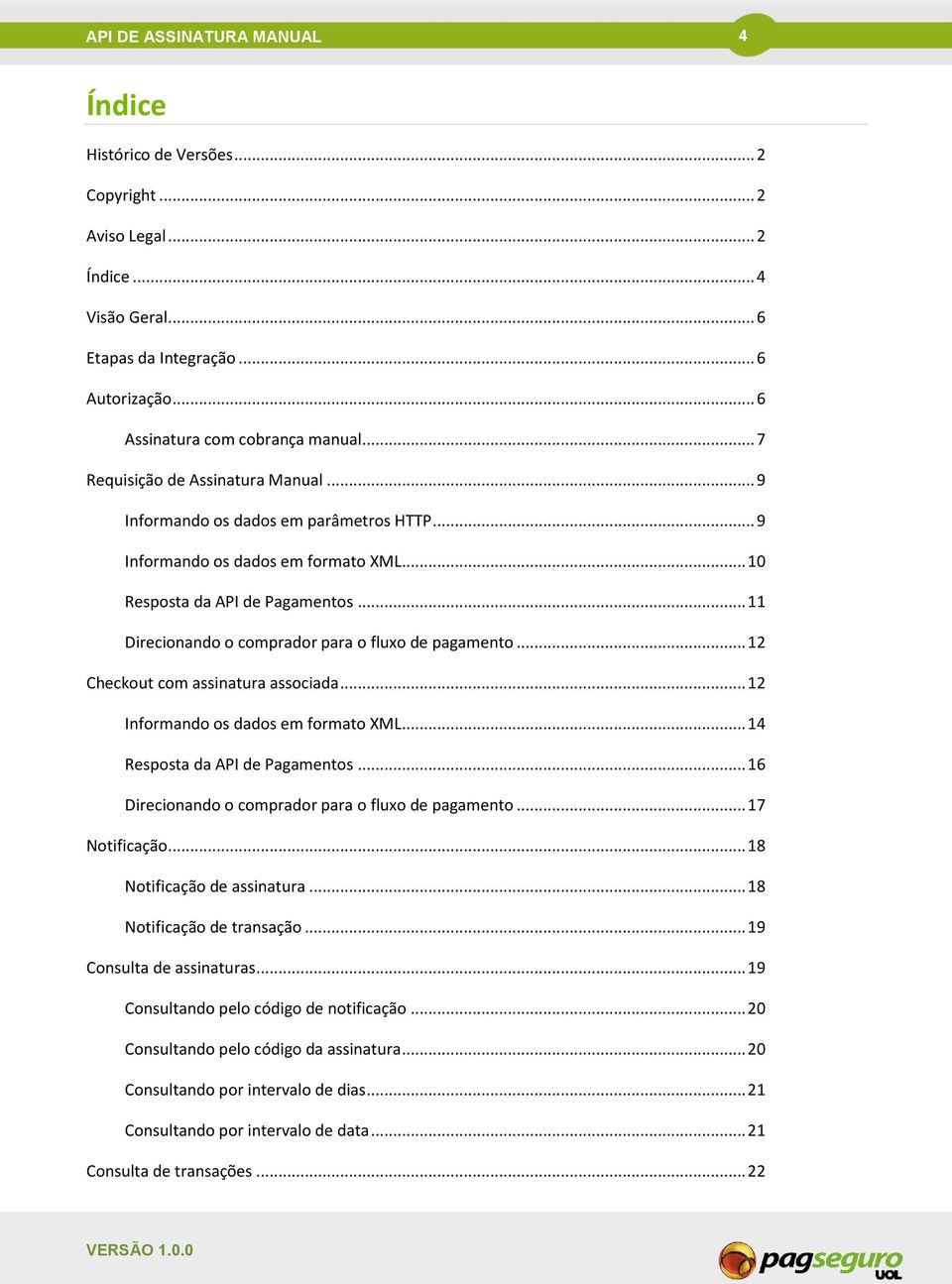 .. 11 Direcionando o comprador para o fluxo de pagamento... 12 Checkout com assinatura associada... 12 Informando os dados em formato... 14 Resposta da API de Pagamentos.