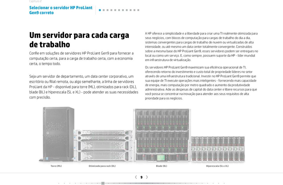 convergente. Construídos sobre a mesma base do HP ProLiant Gen9, esses servidores podem ser entregues no local ou como um serviço.