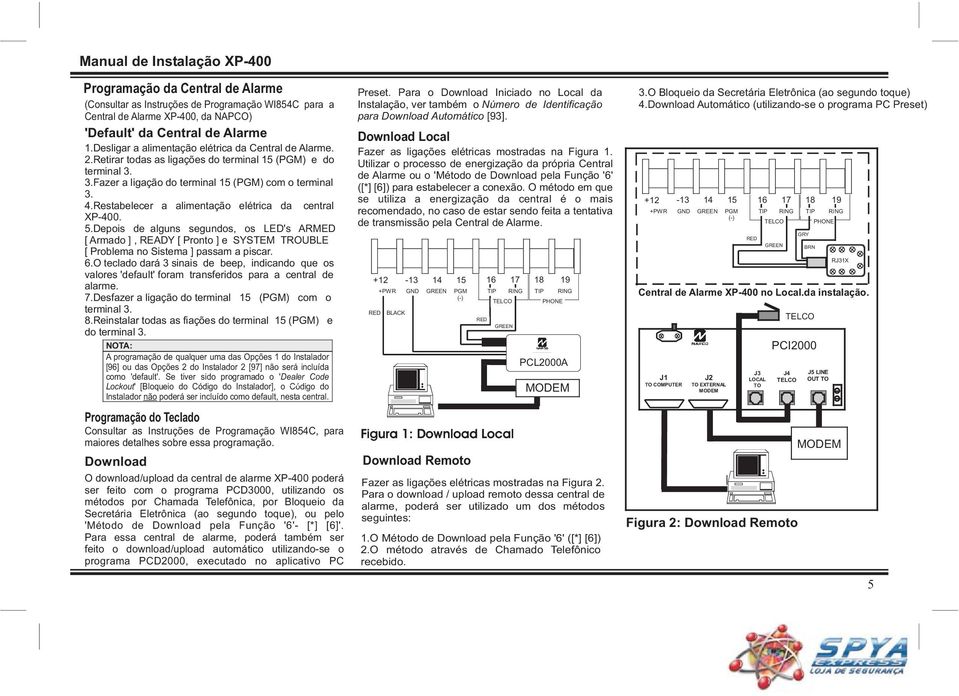 Restabelecer a alimentação elétrica da central XP-400. 5.Depois de alguns segundos, os LED's ARMED [ Armado ], READY [ Pronto ] e SYSTEM TROUBLE [ Problema no Sistema ] passam a piscar. 6.