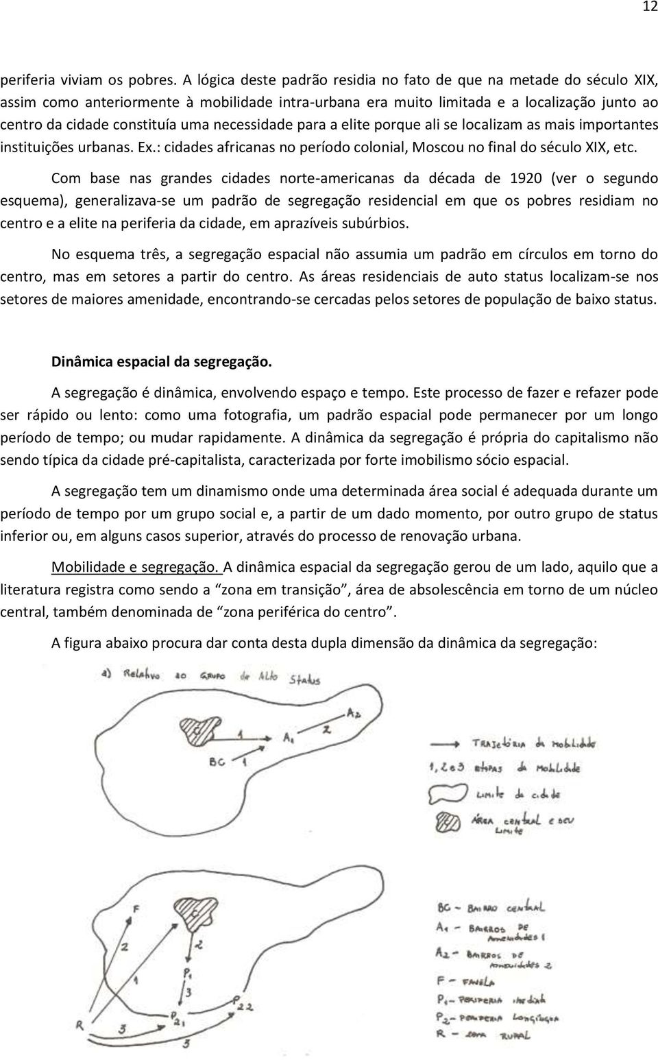 necessidade para a elite porque ali se localizam as mais importantes instituições urbanas. Ex.: cidades africanas no período colonial, Moscou no final do século XIX, etc.