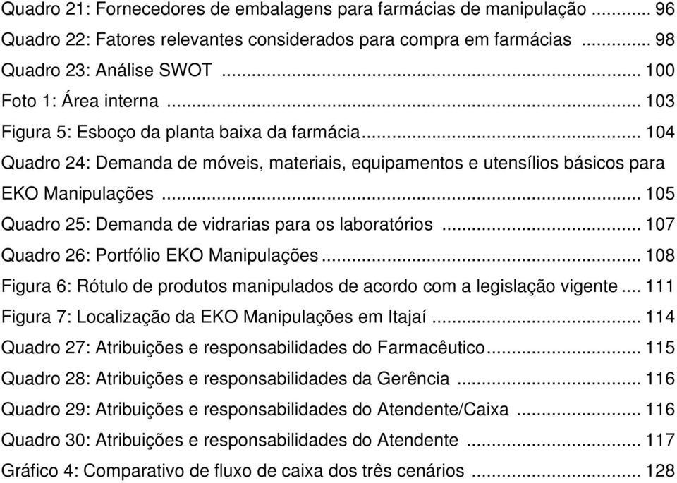 .. 105 Quadro 25: Demanda de vidrarias para os laboratórios... 107 Quadro 26: Portfólio EKO Manipulações... 108 Figura 6: Rótulo de produtos manipulados de acordo com a legislação vigente.