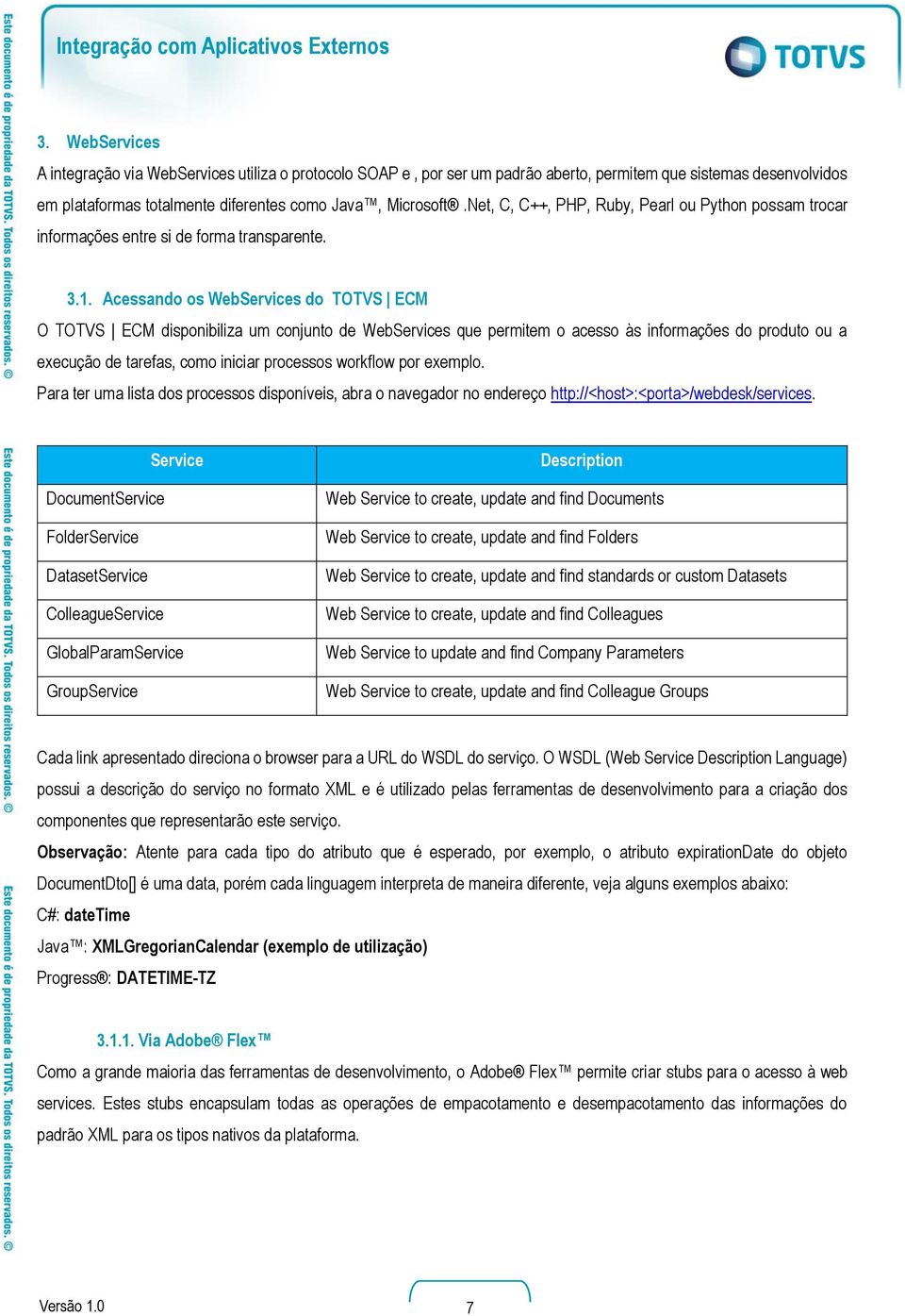 Acessando os WebServices do TOTVS ECM O TOTVS ECM disponibiliza um conjunto de WebServices que permitem o acesso às informações do produto ou a execução de tarefas, como iniciar processos workflow