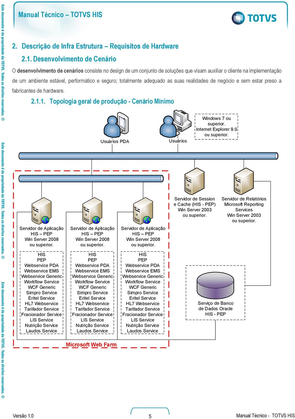 totalmente adequado as suas realidades de negócio e sem estar preso a fabricantes de hardware. 2.1.1. Topologia geral de produção - Cenário Mínimo Usuários PDA Usuários Windows 7 ou superior.