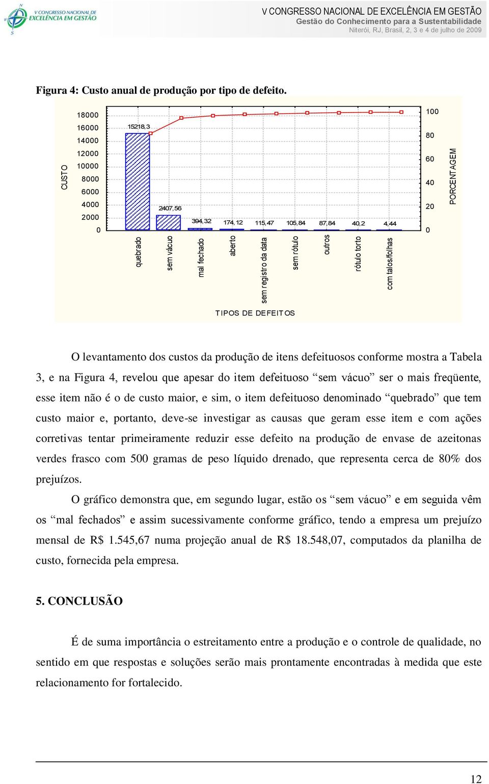 da data sem rótulo outros rótulo torto com talos/folhas TIPOS DE DEFEITOS O levantamento dos custos da produção de itens defeituosos conforme mostra a Tabela 3, e na Figura 4, revelou que apesar do