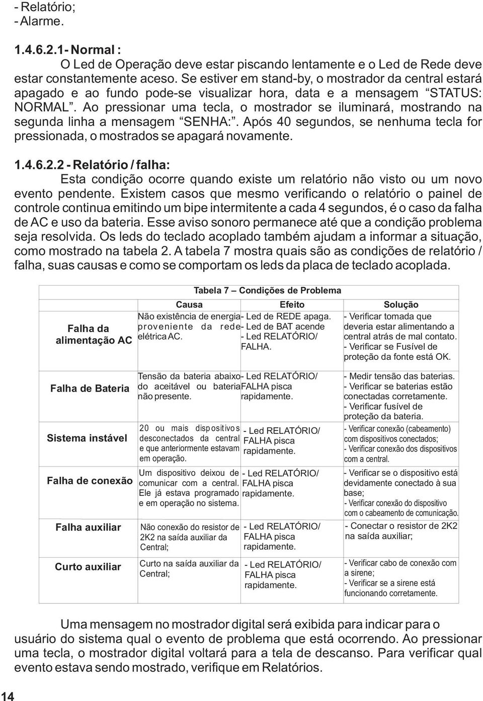 Ao pressionar uma tecla, o mostrador se iluminará, mostrando na segunda linha a mensagem SENHA:. Após 40 segundos, se nenhuma tecla for pressionada, o mostrados se apagará novamente. 1.4.6.2.