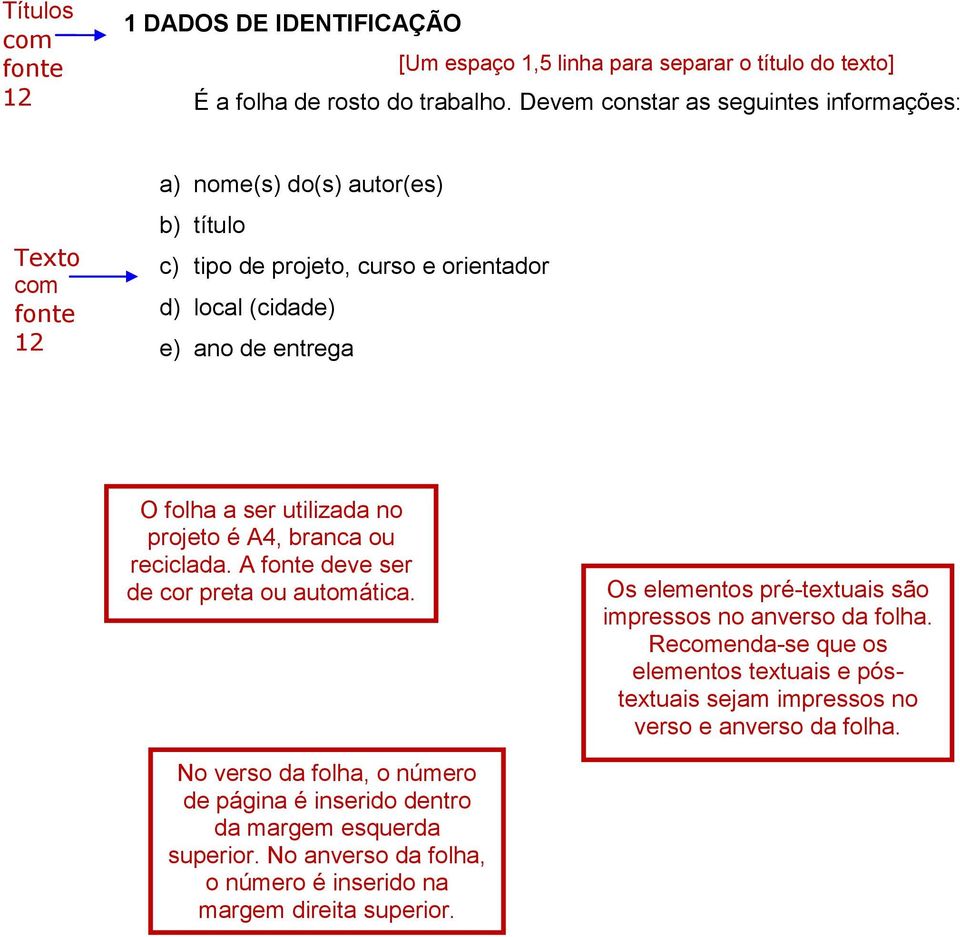 entrega O folha a ser utilizada no projeto é A4, branca ou reciclada. A fonte deve ser de cor preta ou automática.