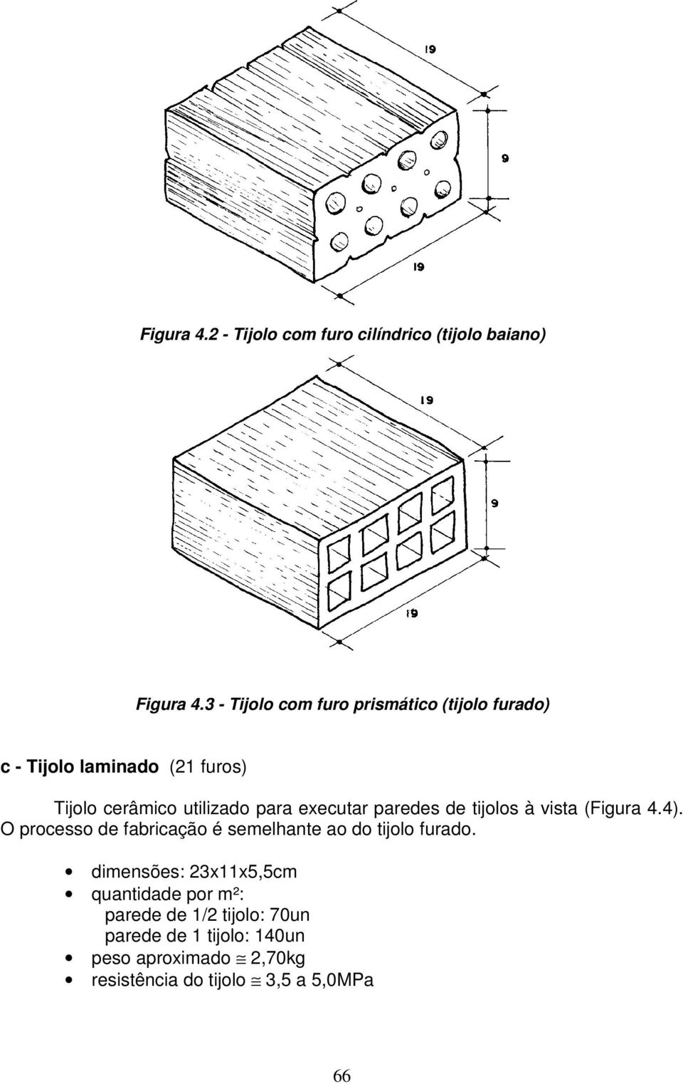 executar paredes de tijolos à vista (Figura 4.4). O processo de fabricação é semelhante ao do tijolo furado.