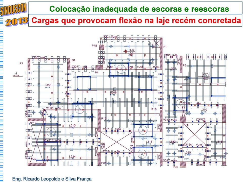 flexão na laje recém concretada