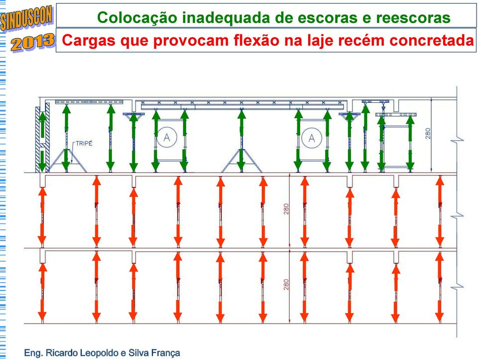 flexão na laje recém concretada