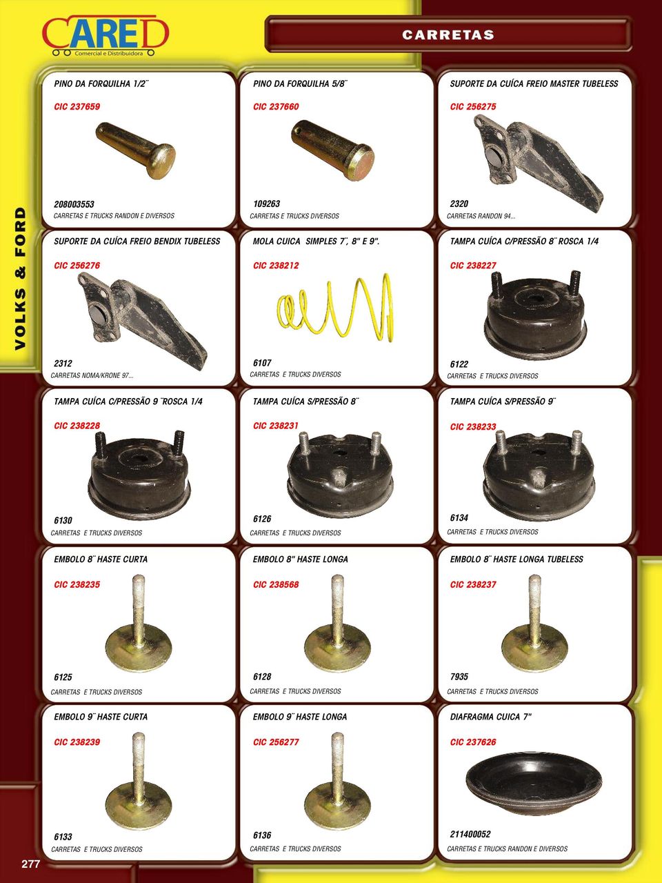 .. CARRETAS E TRUCKS DIVERSOS CARRETAS E TRUCKS DIVERSOS TAMPA CUÍCA C/PRESSÃO 9 ROSCA 1/4 TAMPA CUÍCA S/PRESSÃO 8 TAMPA CUÍCA S/PRESSÃO 9 CIC 238228 CIC 238231 CIC 238233 6130 6126 6134 CARRETAS E