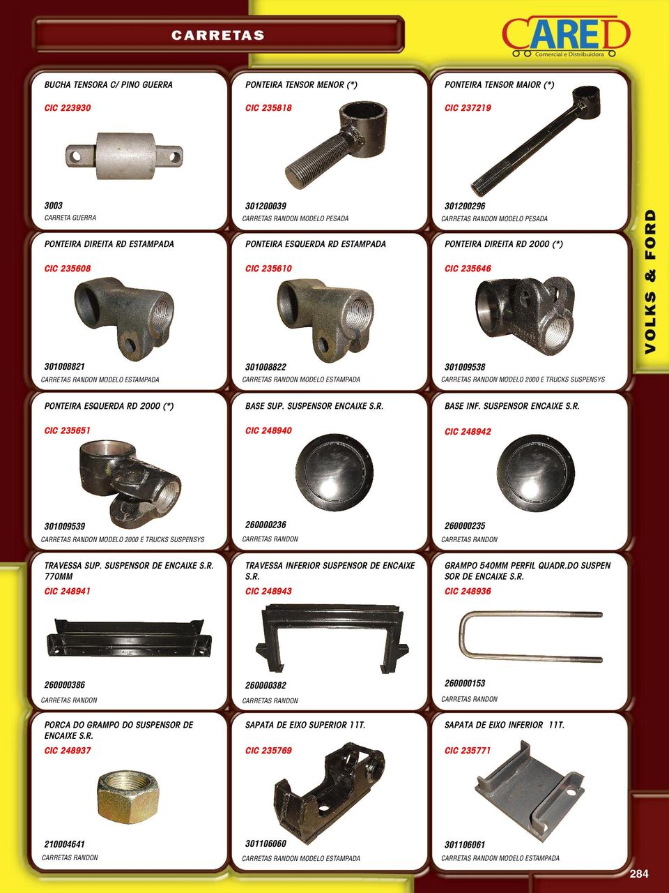 CARRETAS RANDON MODELO ESTAMPADA CARRETAS RANDON MODELO 2000 E TRUCKS SUSPENSYS PONTEIRA ESQUERDA RD 2000 (*) BASE SUP. SUSPENSOR ENCAIXE S.R. BASE INF. SUSPENSOR ENCAIXE S.R. CIC 235651 CIC 248940 CIC 248942 301009539 260000236 260000235 CARRETAS RANDON MODELO 2000 E TRUCKS SUSPENSYS CARRETAS RANDON CARRETAS RANDON TRAVESSA SUP.