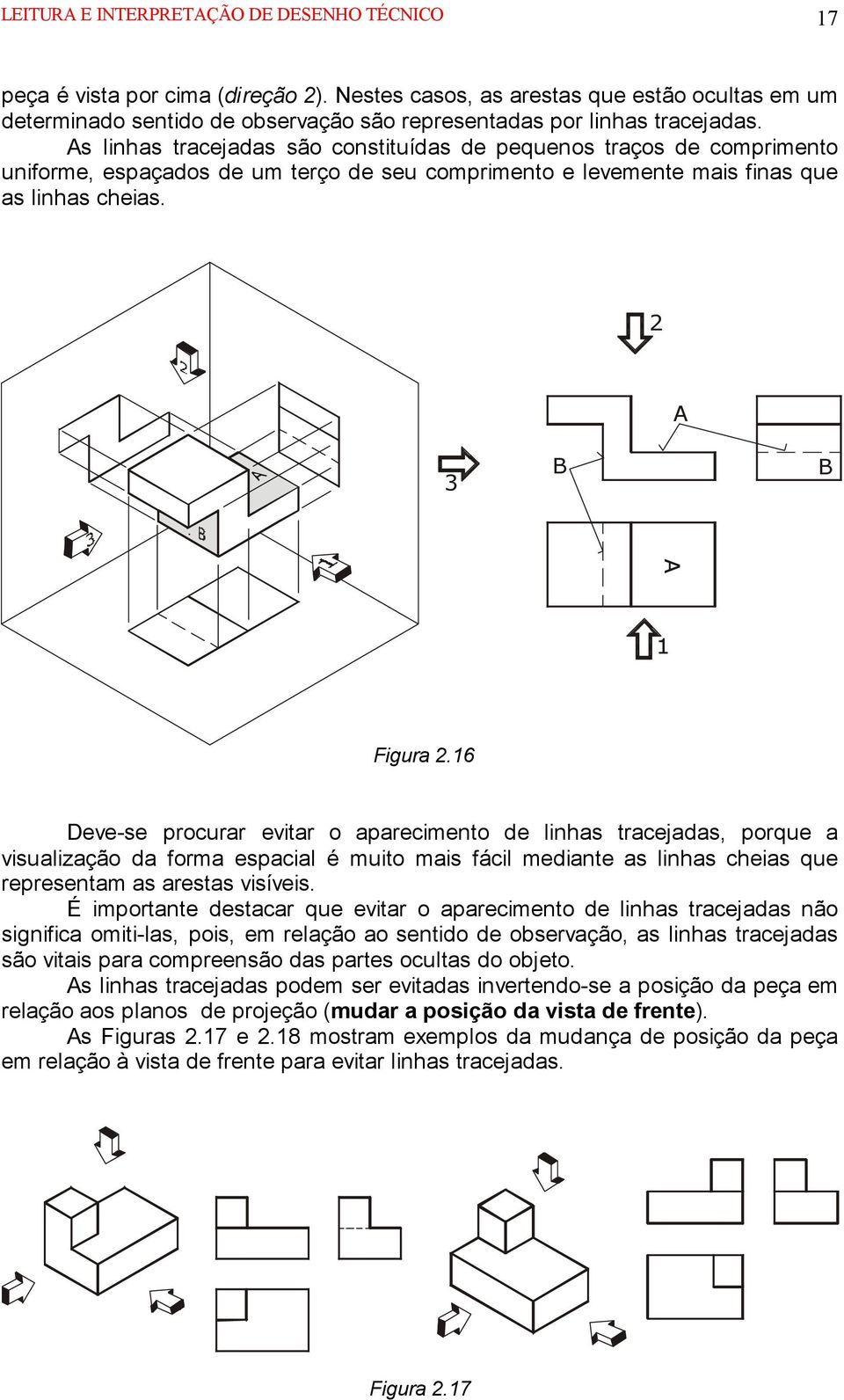 As linhas tracejadas são constituídas de pequenos traços de comprimento uniforme, espaçados de um terço de seu comprimento e levemente mais finas que as linhas cheias. 2 A 3 B B 1 Figura 2.