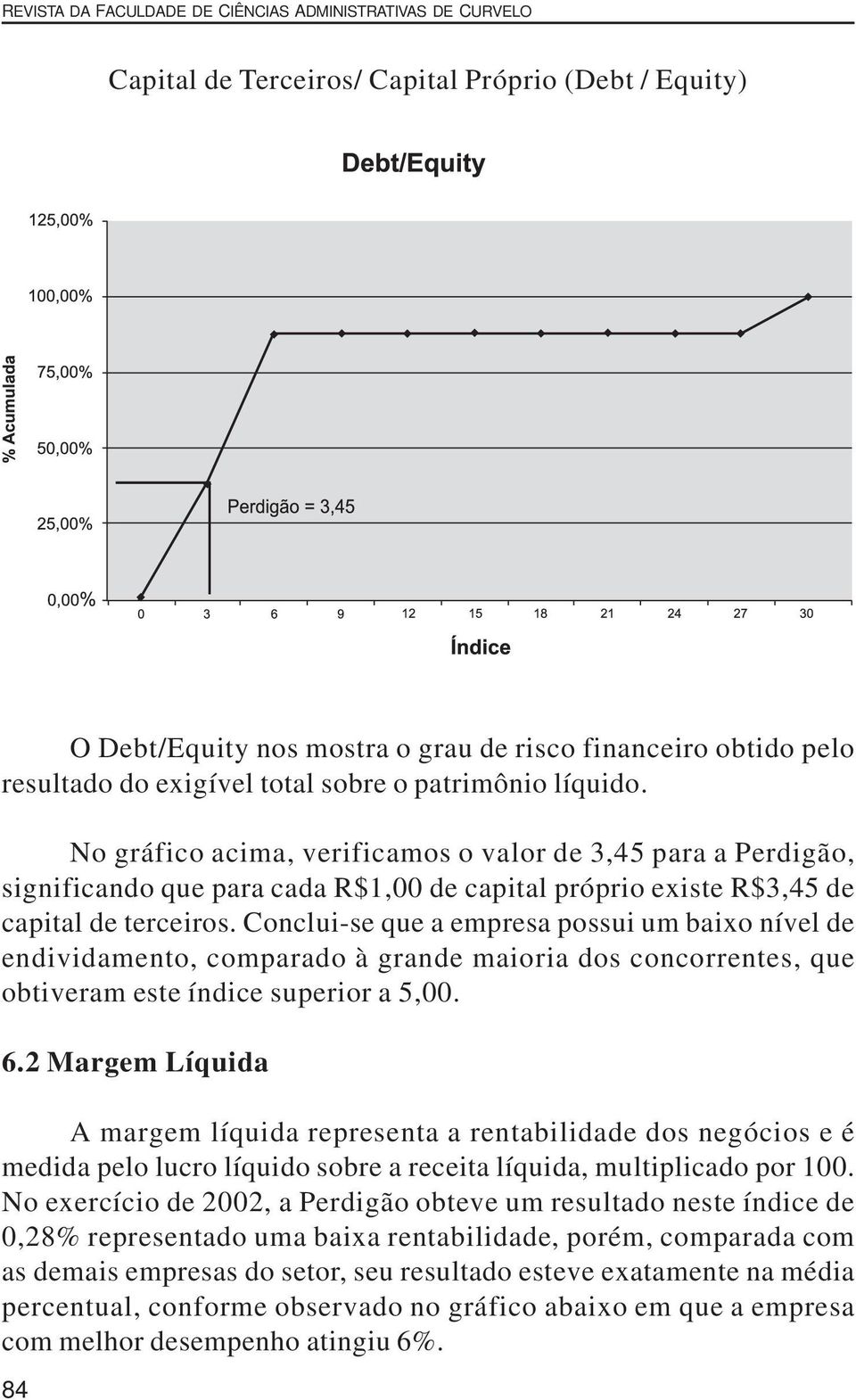 Conclui-se que a empresa possui um baixo nível de endividamento, comparado à grande maioria dos concorrentes, que obtiveram este índice superior a 5,00. 6.