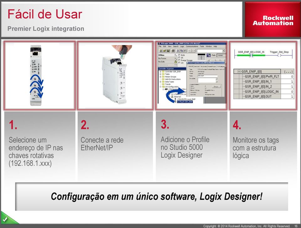 2.168.1.xxx) Conecte a rede EtherNet/IP Adicione o Profile no Studio