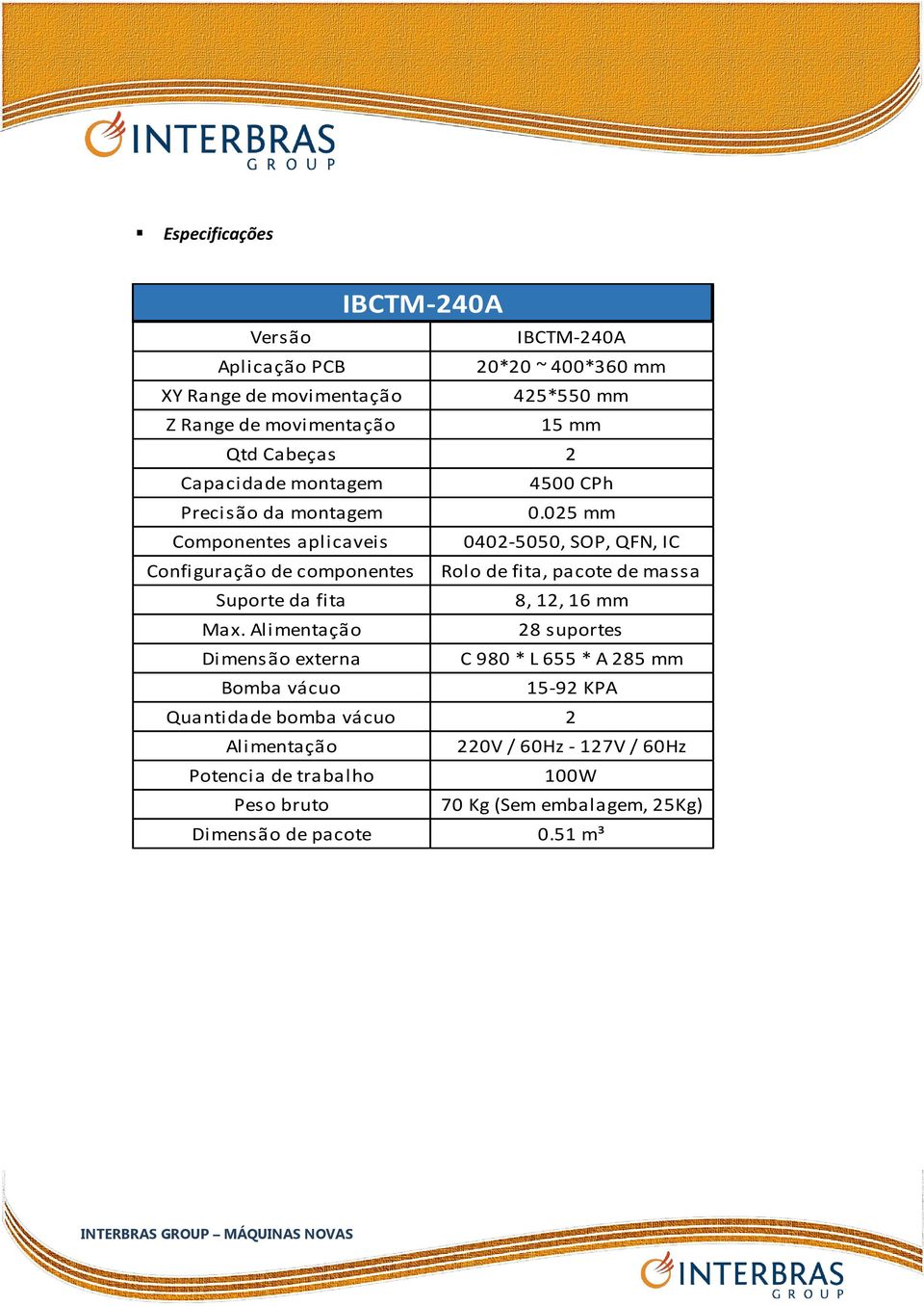 025 mm Componentes aplicaveis 0402-5050, SOP, QFN, IC Configuração de componentes Rolo de fita, pacote de massa Suporte da fita 8, 2, 6 mm Max.