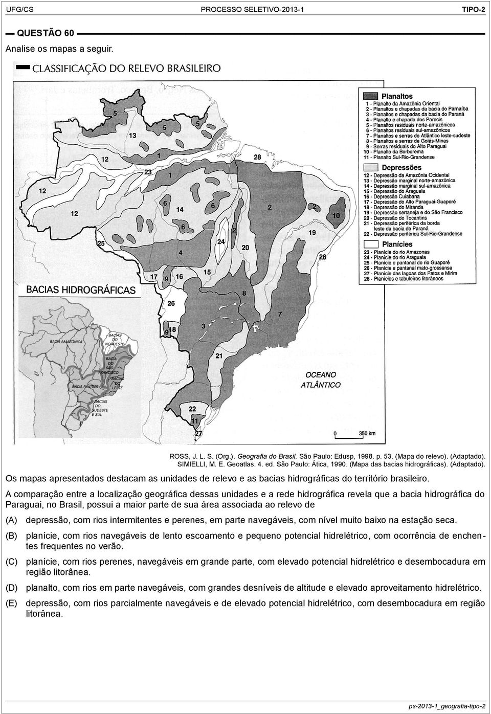 A comparação entre a localização geográfica dessas unidades e a rede hidrográfica revela que a bacia hidrográfica do Paraguai, no Brasil, possui a maior parte de sua área associada ao relevo de