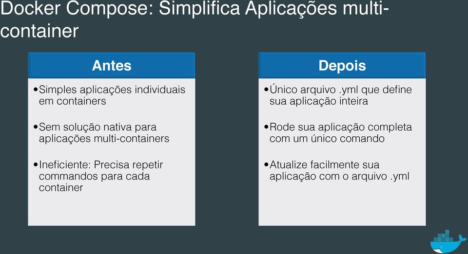 Sem solução nativa para aplicações multi-containers!