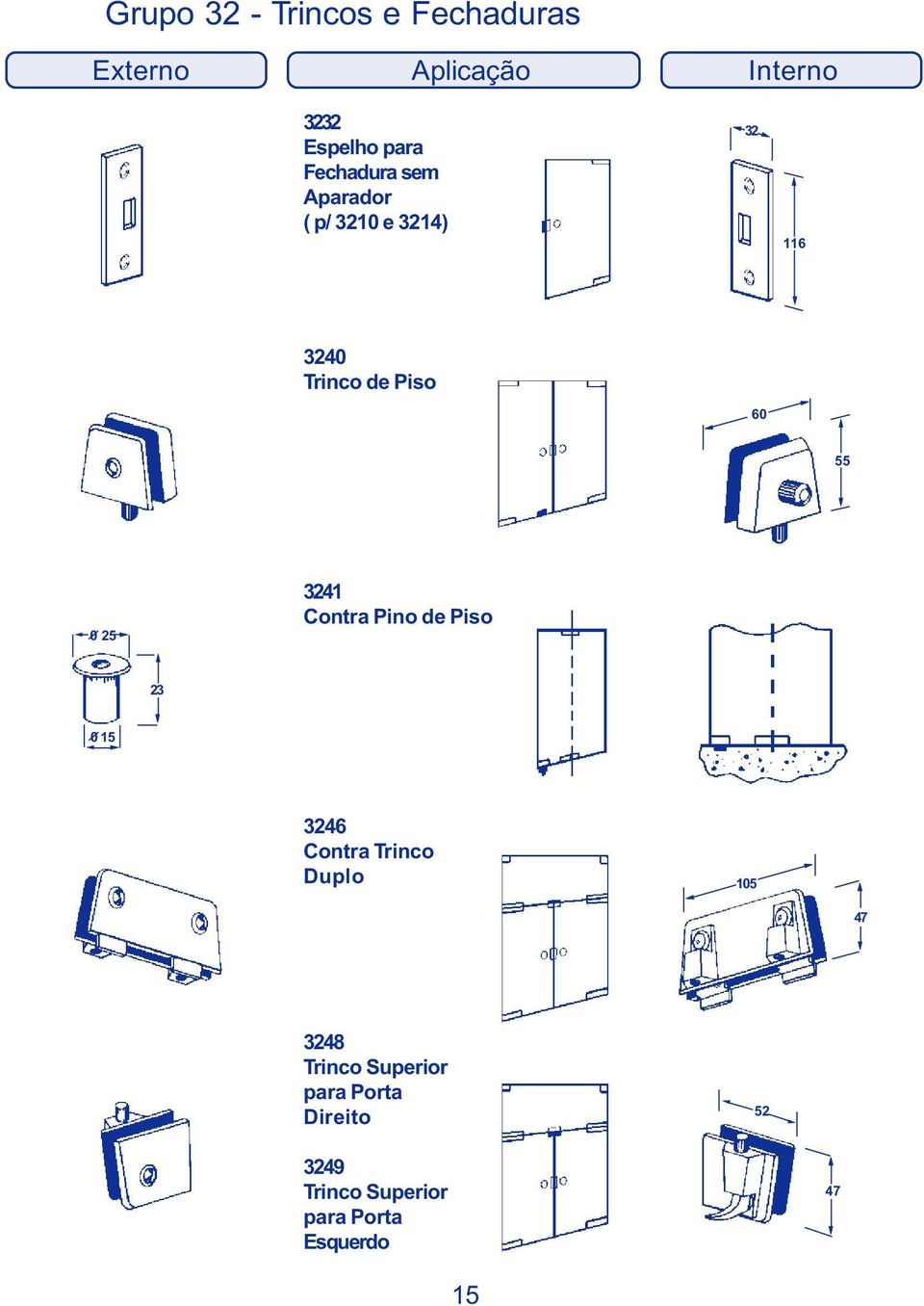 3241 Contra Pino de Piso 23 0 15 3246 Contra Trinco Duplo 3248 Trinco