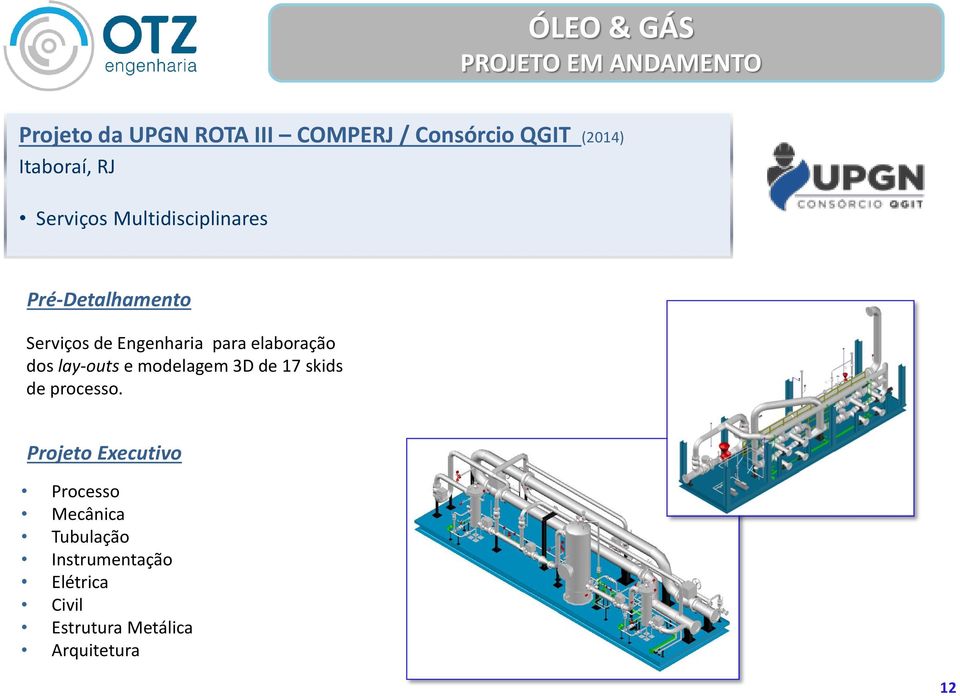 Engenharia para elaboração dos lay-outs e modelagem 3D de 17 skids de processo.