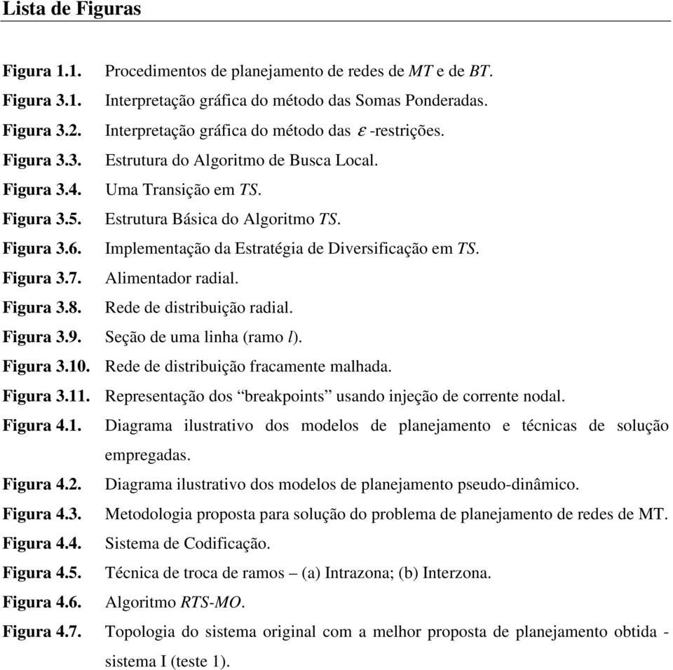 Implementação da Estratégia de Diversificação em TS. Figura 3.7. Alimentador radial. Figura 3.8. Rede de distribuição radial. Figura 3.9. Seção de uma linha (ramo l). Figura 3.10.