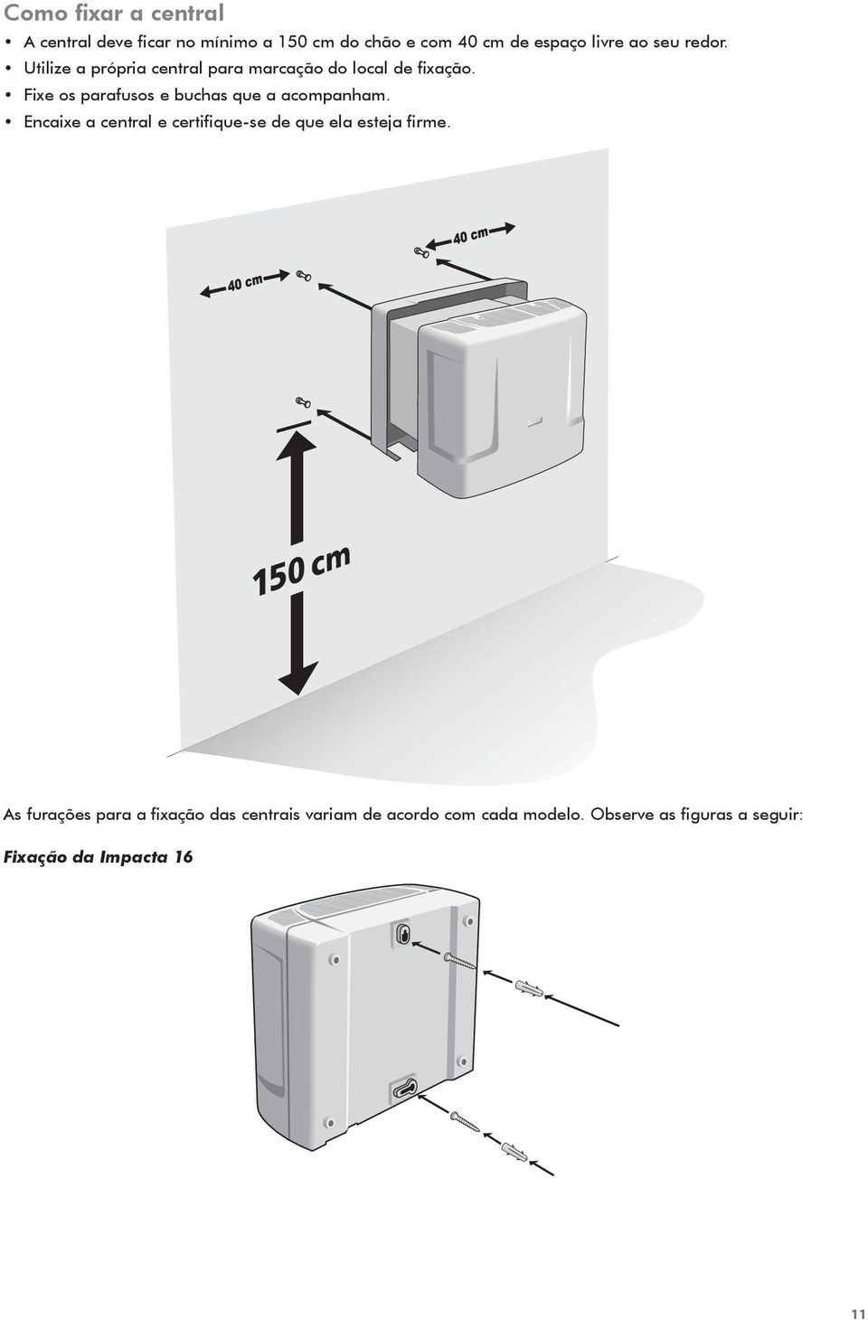 Fixe os parafusos e buchas que a acompanham.