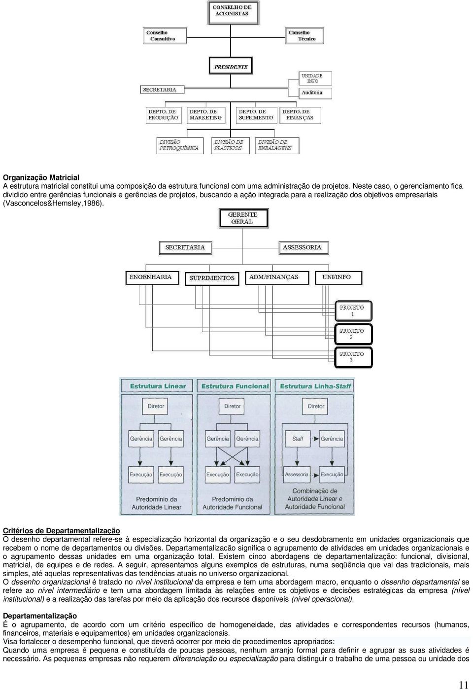 Critérios de Departamentalização O desenho departamental refere-se à especialização horizontal da organização e o seu desdobramento em unidades organizacionais que recebem o nome de departamentos ou