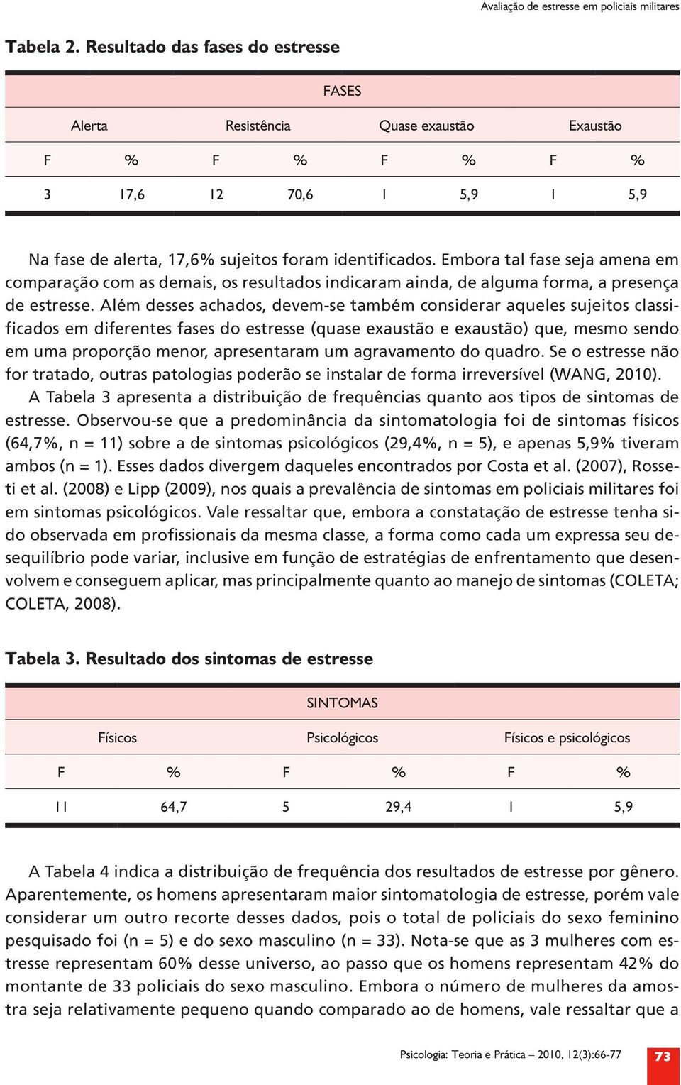 Embora tal fase seja amena em comparação com as demais, os resultados indicaram ainda, de alguma forma, a presença de estresse.