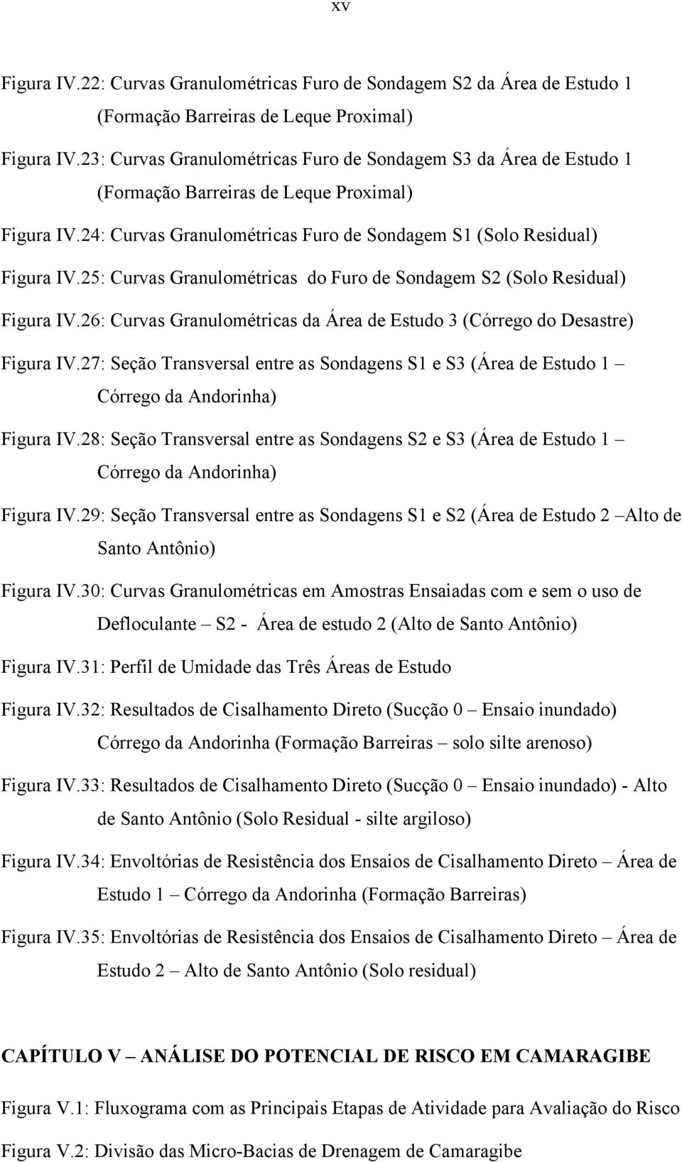 25: Curvas Granulométricas do Furo de Sondagem S2 (Solo Residual) Figura IV.26: Curvas Granulométricas da Área de Estudo 3 (Córrego do Desastre) Figura IV.