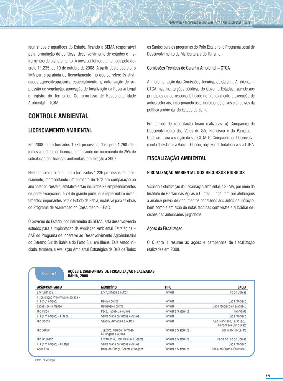 A partir deste decreto, o IMA participa ainda do licenciamento, no que se refere às atividades agrossilvopastoris, especialmente na autorização de supressão de vegetação, aprovação de localização da