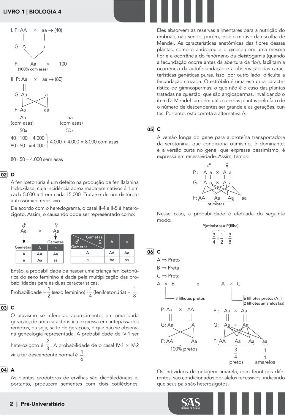 De acoro com o hereograma, o casal II- e II-5 é heterozigoto. Assim, o causano poe ser representao como:.000 +.000 = 8.