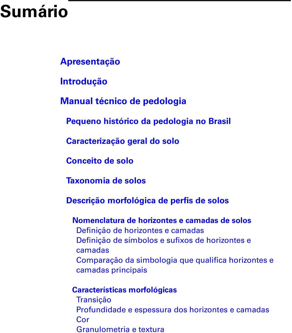 de horizontes e camadas Definição de símbolos e sufixos de horizontes e camadas Comparação da simbologia que qualifica horizontes e