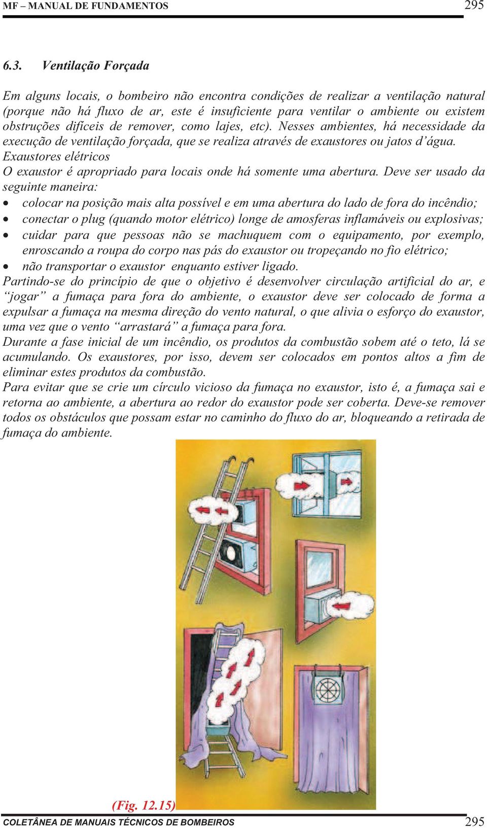 difíceis de remover, como lajes, etc). Nesses ambientes, há necessidade da execução de ventilação forçada, que se realiza através de exaustores ou jatos d água.