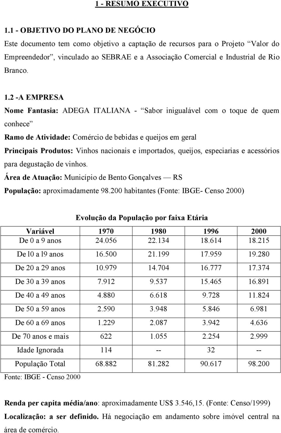 1.2 -A EMPRESA Nome Fantasia: ADEGA ITALIANA - Sabor inigualável com o toque de quem conhece Ramo de Atividade: Comércio de bebidas e queijos em geral Principais Produtos: Vinhos nacionais e