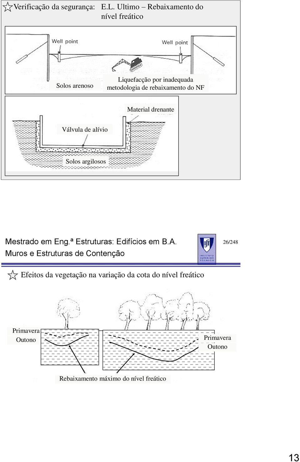 NF Material drenante Válvula de alívio Solos argilosos 26/248 Efeitos da vegetação na variação da